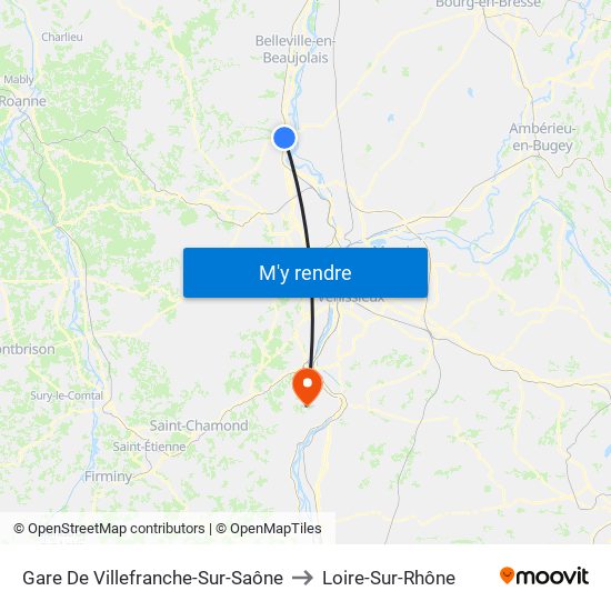 Gare De Villefranche-Sur-Saône to Loire-Sur-Rhône map