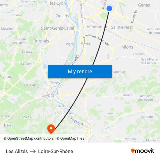 Les Alizés to Loire-Sur-Rhône map