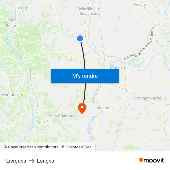 Liergues to Longes map