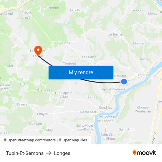 Tupin-Et-Semons to Longes map