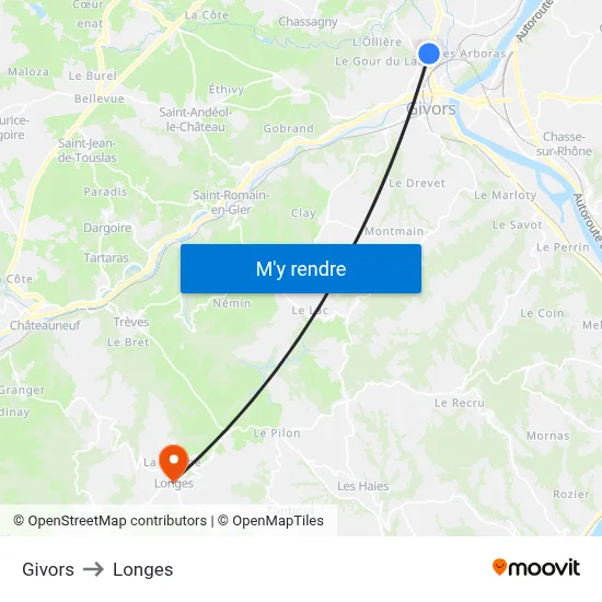 Givors to Longes map