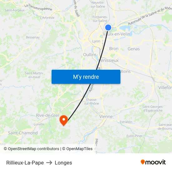 Rillieux-La-Pape to Longes map