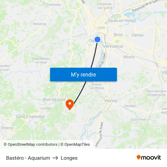 Bastéro - Aquarium to Longes map