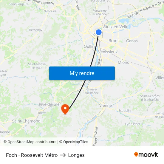 Foch - Roosevelt Métro to Longes map