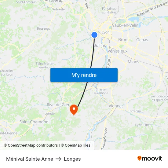 Ménival Sainte-Anne to Longes map