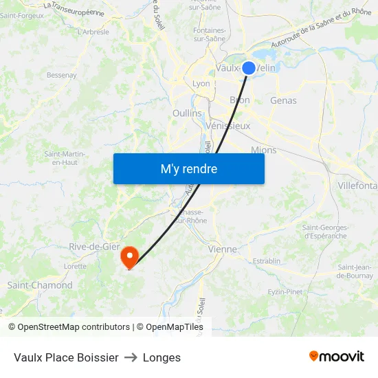 Vaulx Place Boissier to Longes map