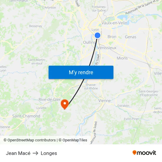 Jean Macé to Longes map