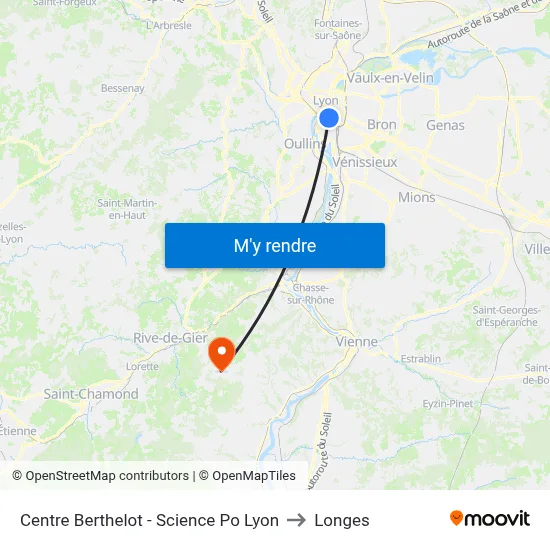 Centre Berthelot - Science Po Lyon to Longes map