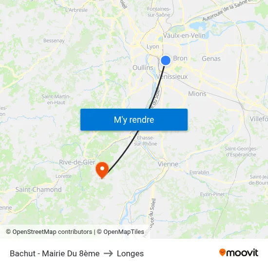 Bachut - Mairie Du 8ème to Longes map