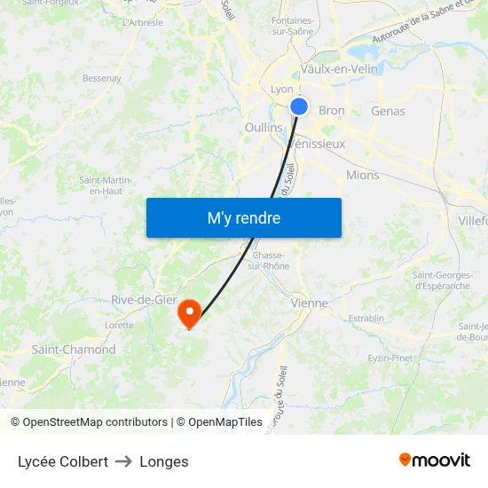 Lycée Colbert to Longes map