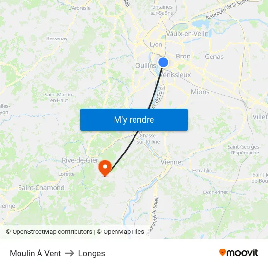 Moulin À Vent to Longes map
