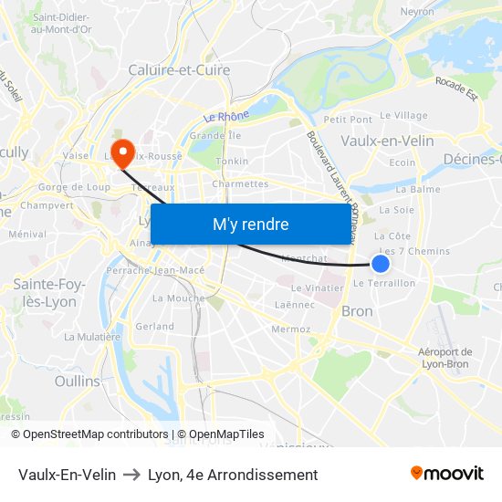 Vaulx-En-Velin to Lyon, 4e Arrondissement map