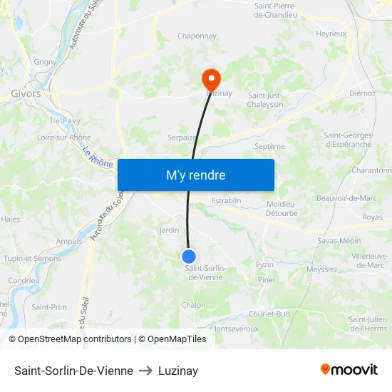 Saint-Sorlin-De-Vienne to Luzinay map