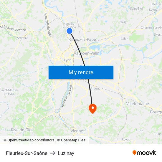 Fleurieu-Sur-Saône to Luzinay map