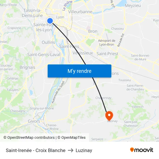 Saint-Irenée - Croix Blanche to Luzinay map