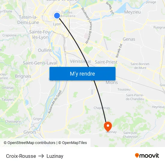Croix-Rousse to Luzinay map