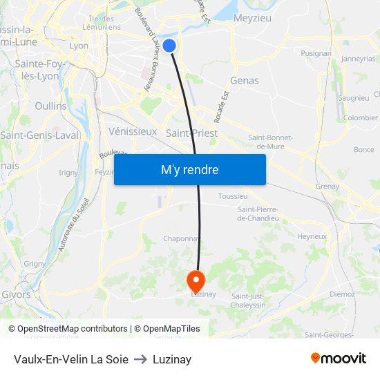 Vaulx-En-Velin La Soie to Luzinay map