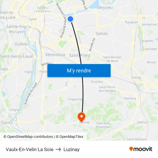 Vaulx-En-Velin La Soie to Luzinay map