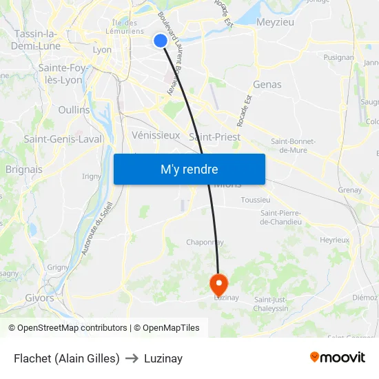 Flachet (Alain Gilles) to Luzinay map