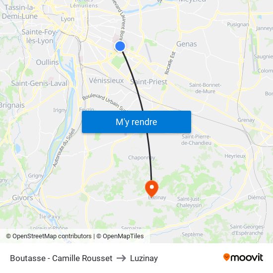 Boutasse - Camille Rousset to Luzinay map