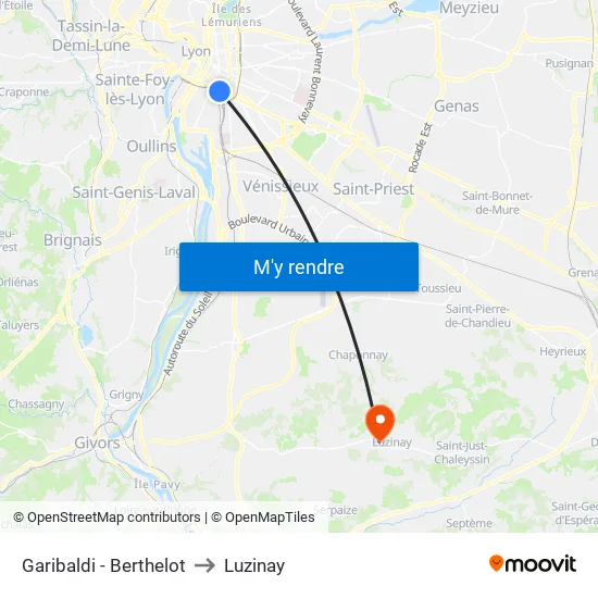Garibaldi - Berthelot to Luzinay map
