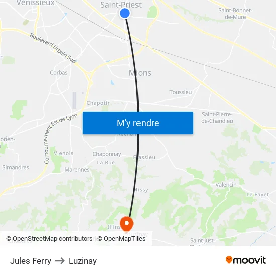 Jules Ferry to Luzinay map