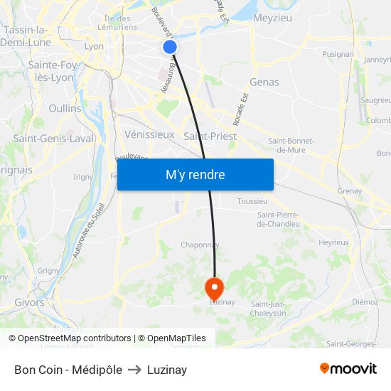 Bon Coin - Médipôle to Luzinay map