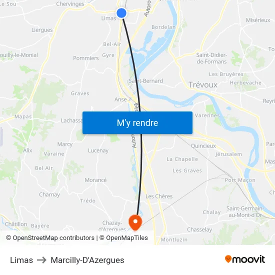 Limas to Marcilly-D'Azergues map