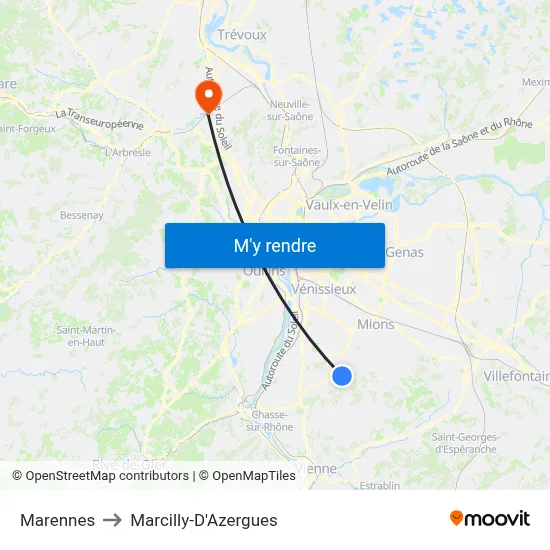 Marennes to Marcilly-D'Azergues map