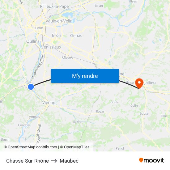 Chasse-Sur-Rhône to Maubec map
