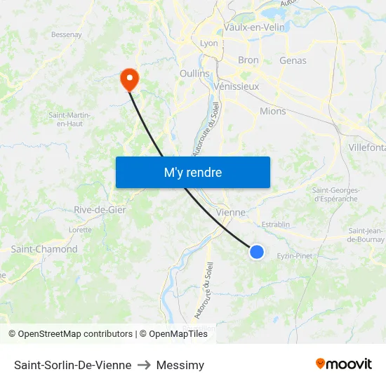 Saint-Sorlin-De-Vienne to Messimy map