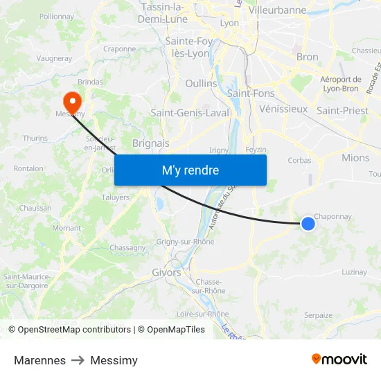 Marennes to Messimy map