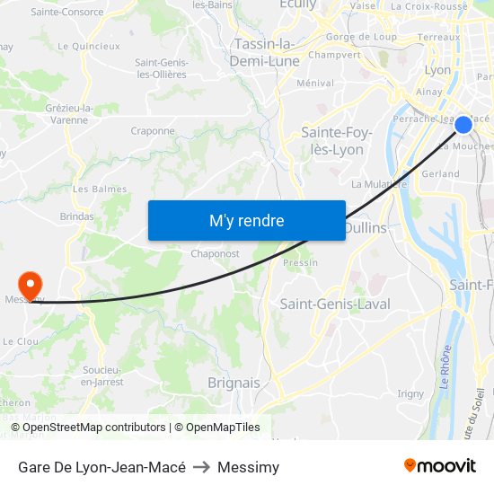 Gare De Lyon-Jean-Macé to Messimy map