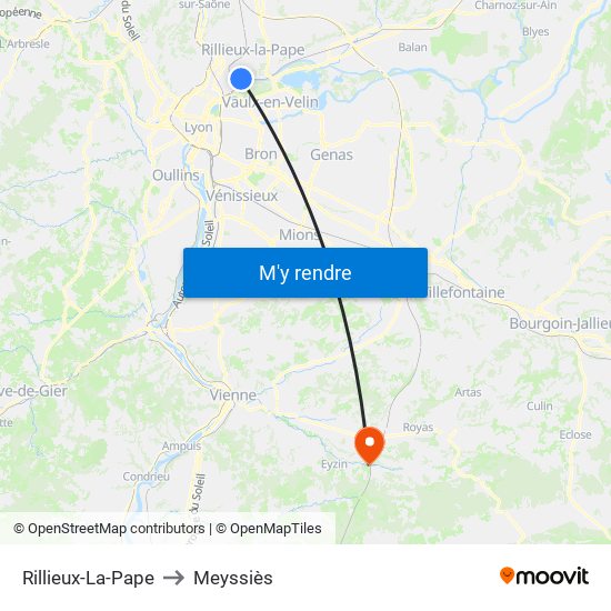 Rillieux-La-Pape to Meyssiès map