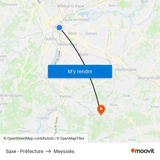Saxe - Préfecture to Meyssiès map