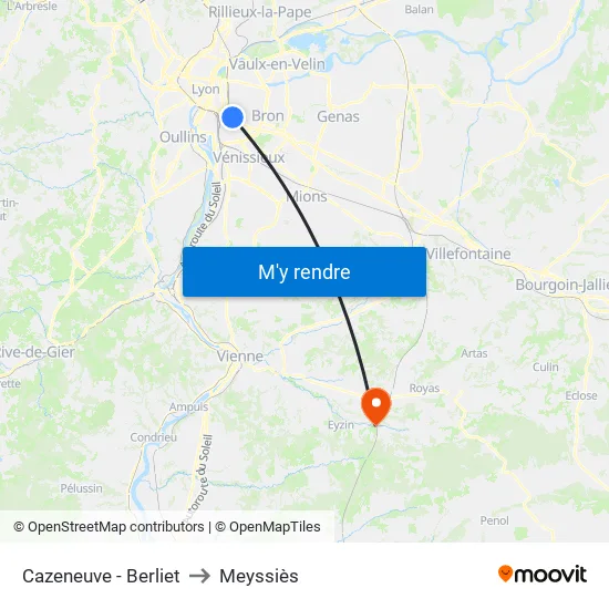 Cazeneuve - Berliet to Meyssiès map