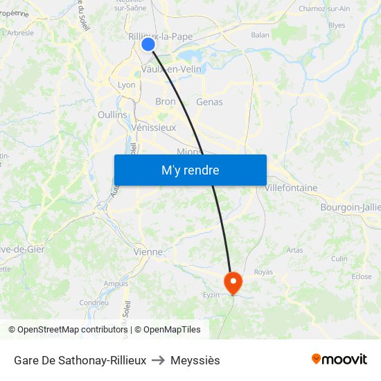 Gare De Sathonay-Rillieux to Meyssiès map