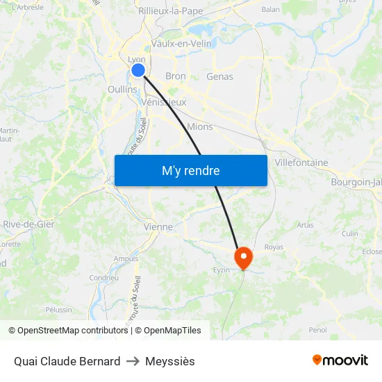 Quai Claude Bernard to Meyssiès map