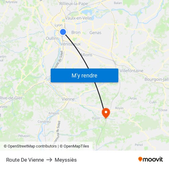 Route De Vienne to Meyssiès map