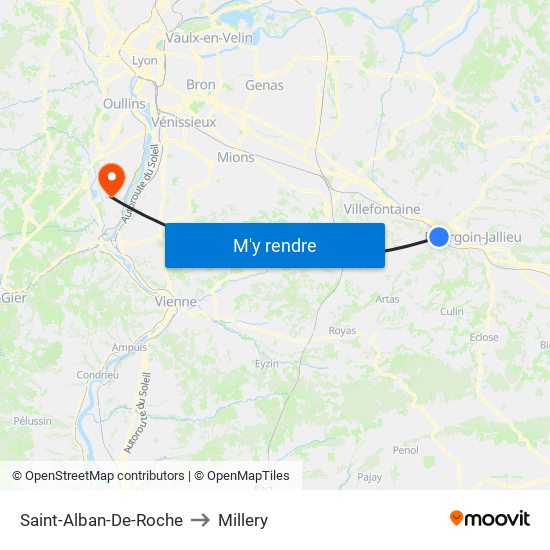 Saint-Alban-De-Roche to Millery map