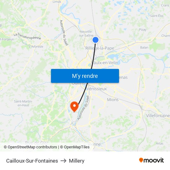 Cailloux-Sur-Fontaines to Millery map