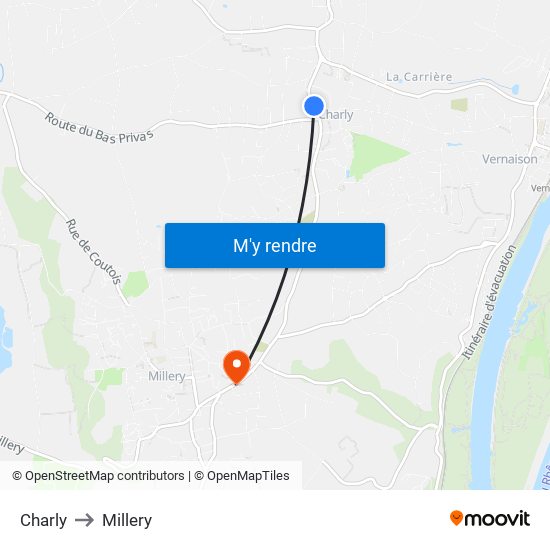 Charly to Millery map