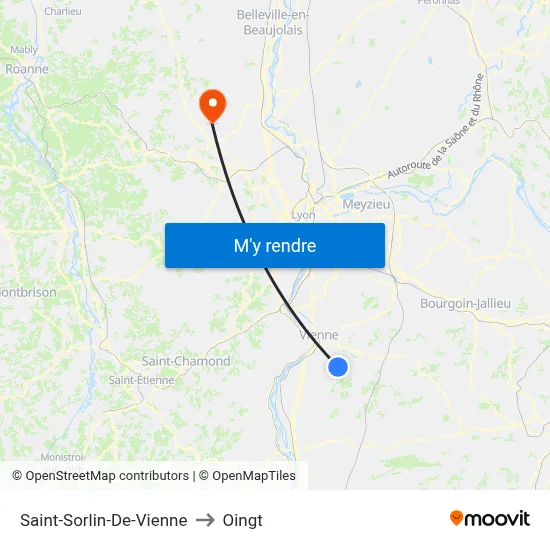 Saint-Sorlin-De-Vienne to Oingt map