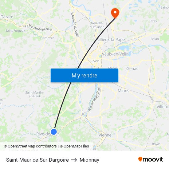 Saint-Maurice-Sur-Dargoire to Mionnay map