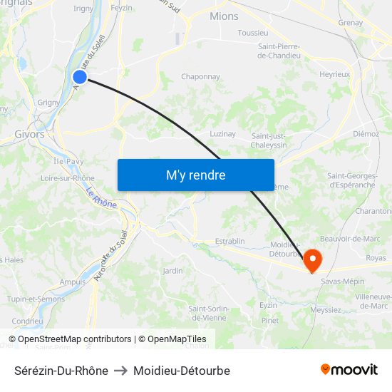 Sérézin-Du-Rhône to Moidieu-Détourbe map