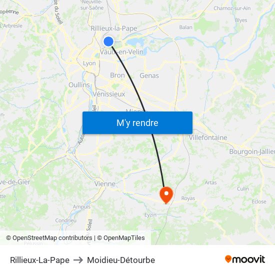 Rillieux-La-Pape to Moidieu-Détourbe map