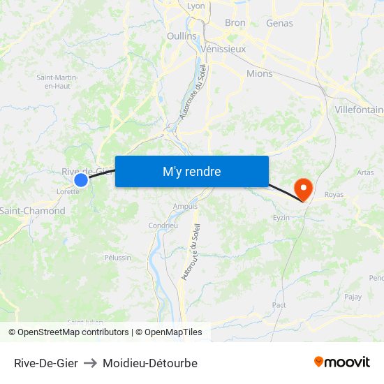 Rive-De-Gier to Moidieu-Détourbe map