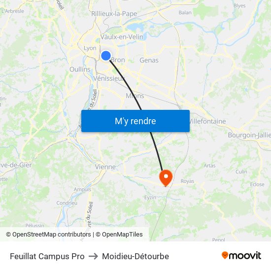 Feuillat Campus Pro to Moidieu-Détourbe map