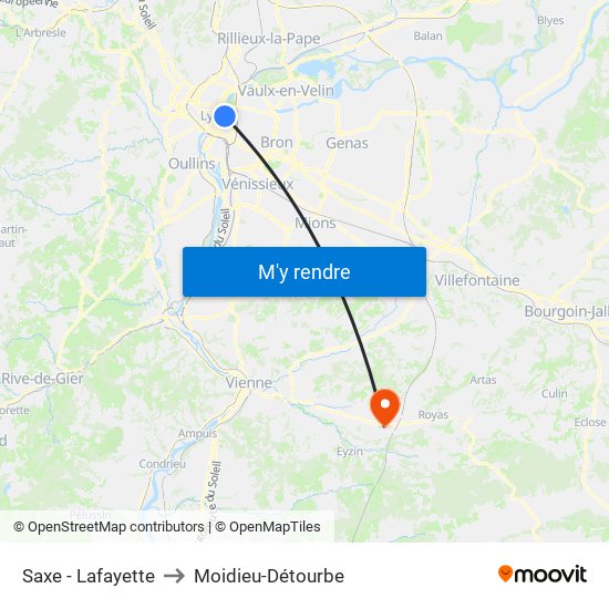 Saxe - Lafayette to Moidieu-Détourbe map