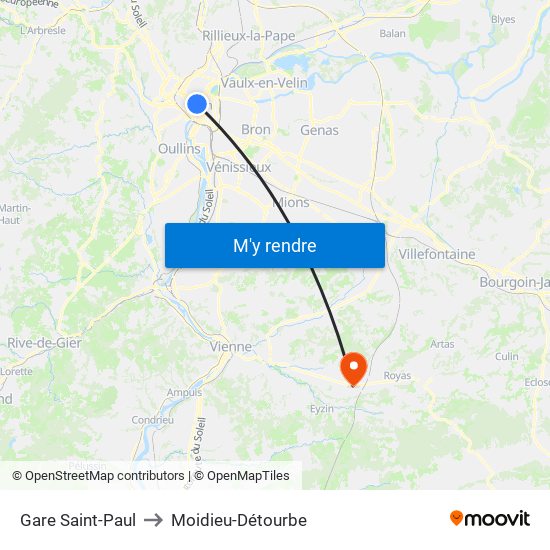 Gare Saint-Paul to Moidieu-Détourbe map